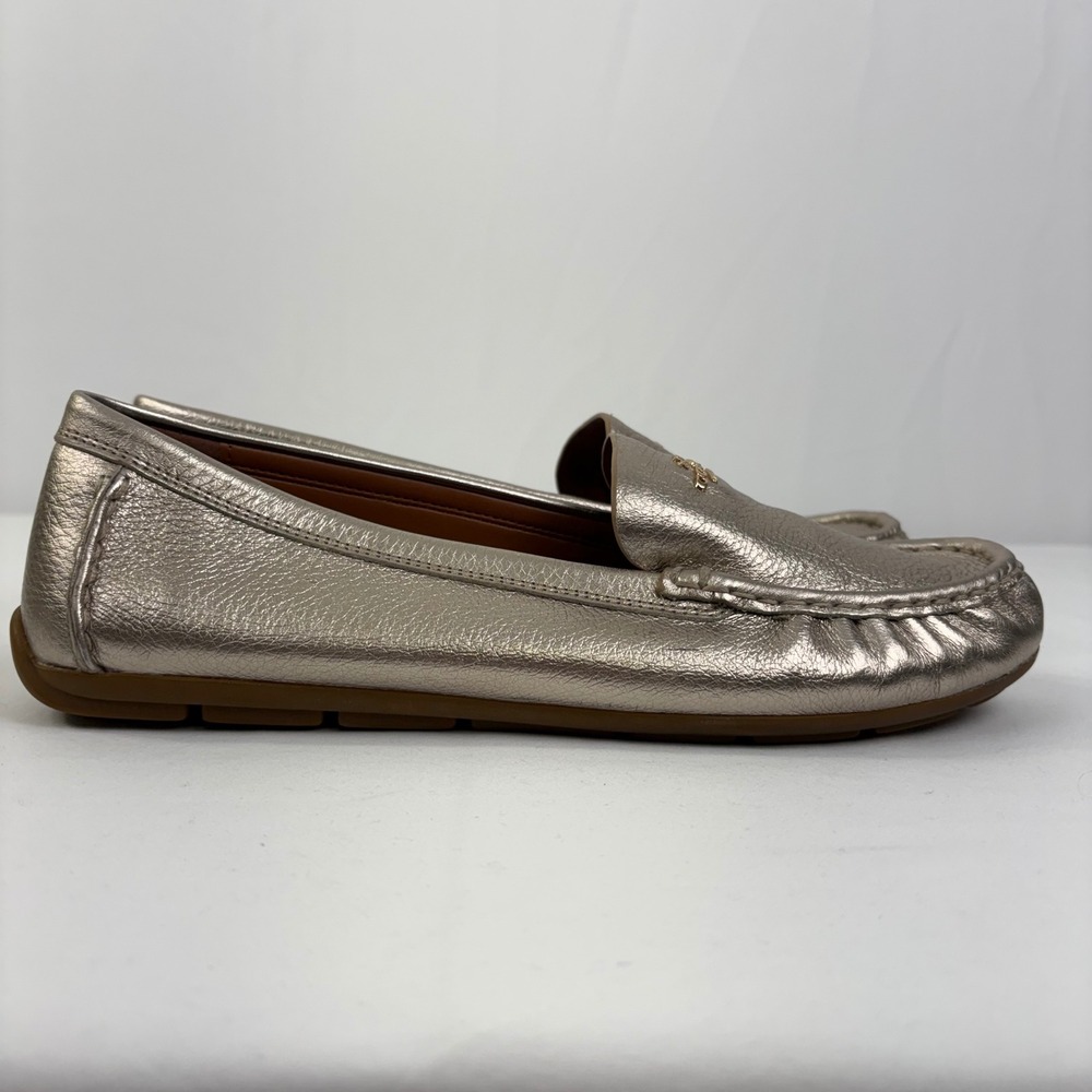 Coach Marley Driver Metallic Champagne Gold Leather Loafers G5200 Womens 10B - Picture 3 of 12